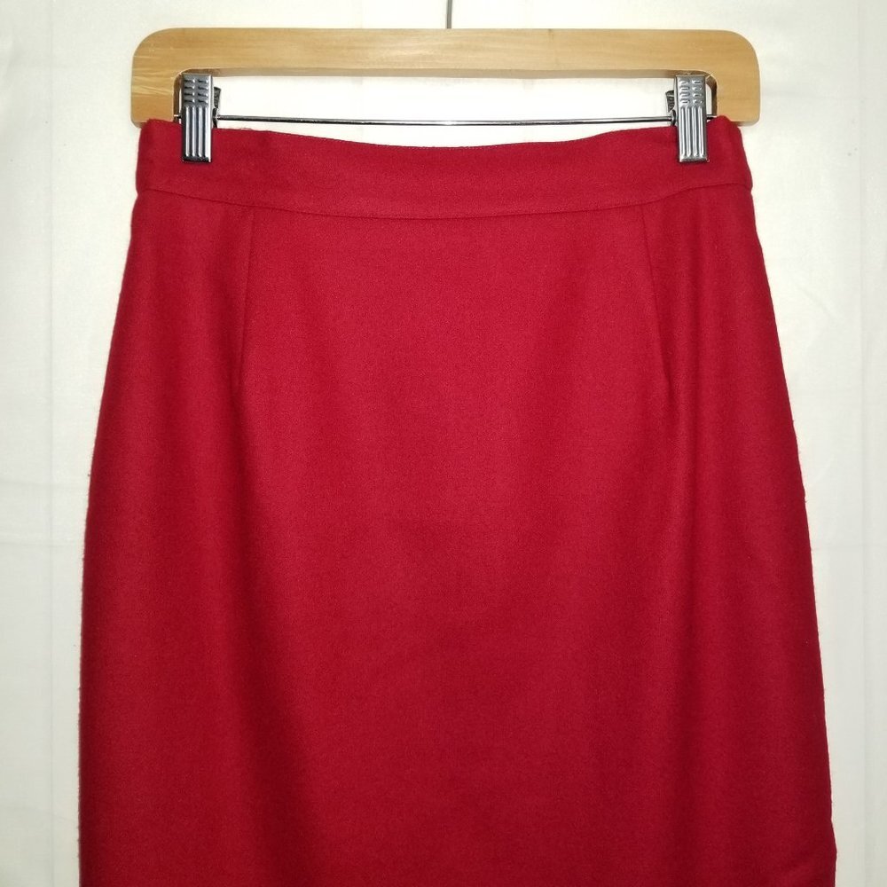 Vintage Cacharel 100% wool pencil skirt red 40/8 - Picture 3 of 8